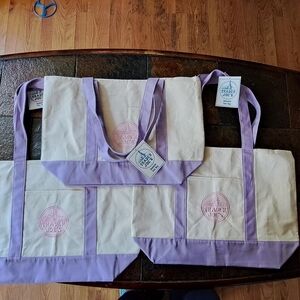 Set of 3 Trader Joe's Large size Lavender Canvas Tote Bags for $33